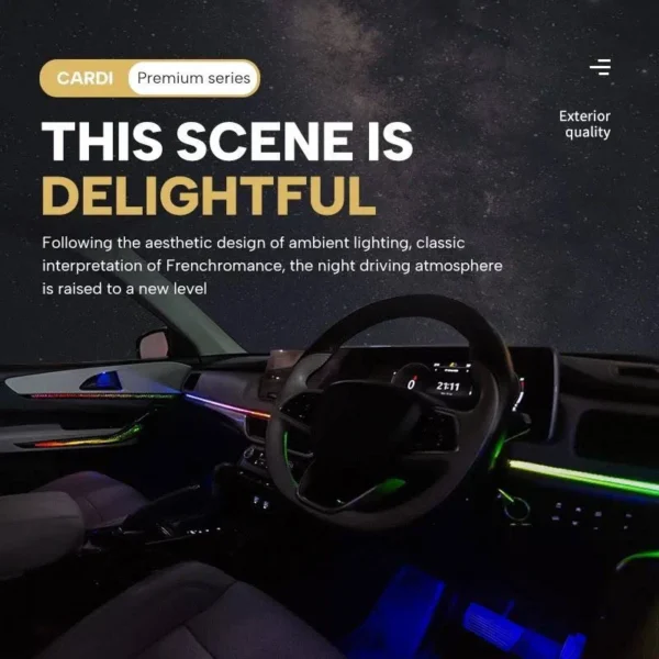 Cardi High End Series 18in1 Ambience Light With 4 Black Trim Parts for Mahindra XUV 700 (2021-2024) (MHD-XV02,Black + Streamer & Stars) - Image 6