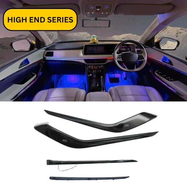 Cardi High End Series 18in1 Ambience Light With 4 Black Trim Parts for Mahindra XUV 700 (2021-2024) (MHD-XV02,Black + Streamer & Stars)