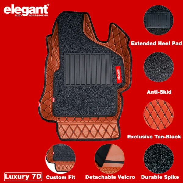 Maruti Suzuki 7D Car Floor Mats Tan and Black For Maruti Brezza - Image 3