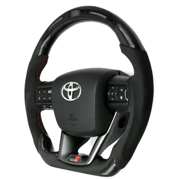 Toyota Real Carbon Fiber LED Steering Wheel with Alcantara Grip – For Toyota Fortuner / Crysta / Hilux - Image 3