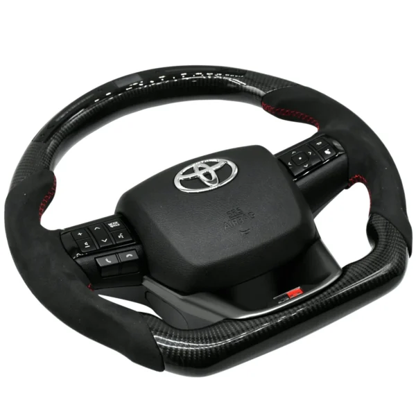 Toyota Real Carbon Fiber LED Steering Wheel with Alcantara Grip – For Toyota Fortuner / Crysta / Hilux - Image 4