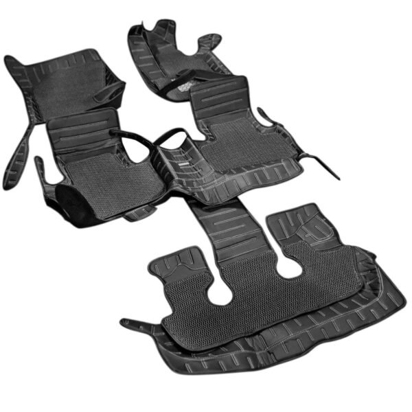 Tata Motors Top Gear 4D Rody HC Leatherite Car Mats for Tata Safari(2nd Gen) 6 AT- Black(HC-Silver/Black)