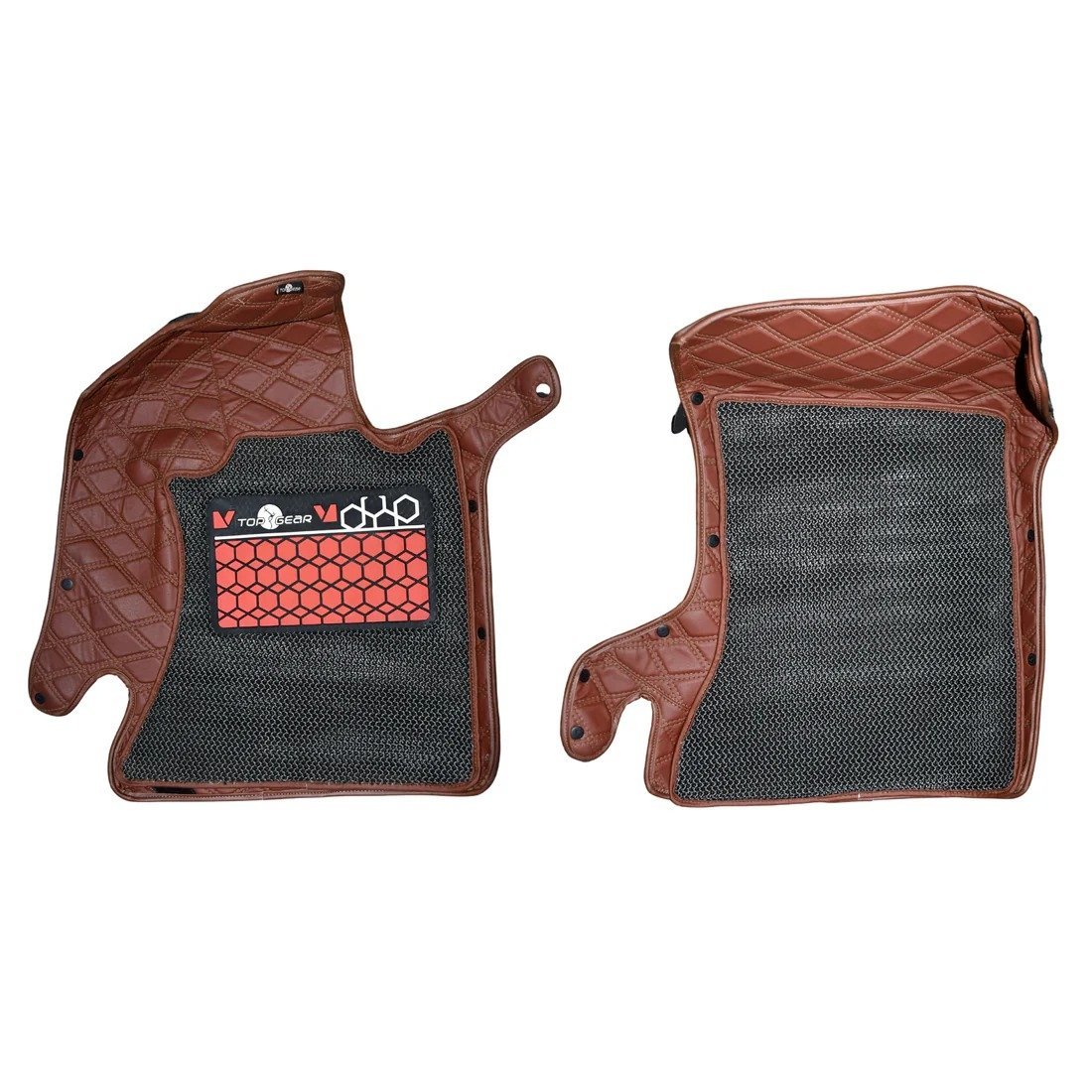 BMW Top Gear 4D Cross HC Leatherite Mats for BMW 5 Series (Walnut, HC-Silver//Black) - Image 2