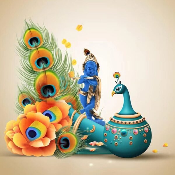 KMH High Quality Ceramic God Idol for Krishna Blue, Small (KAGD010) - Image 5