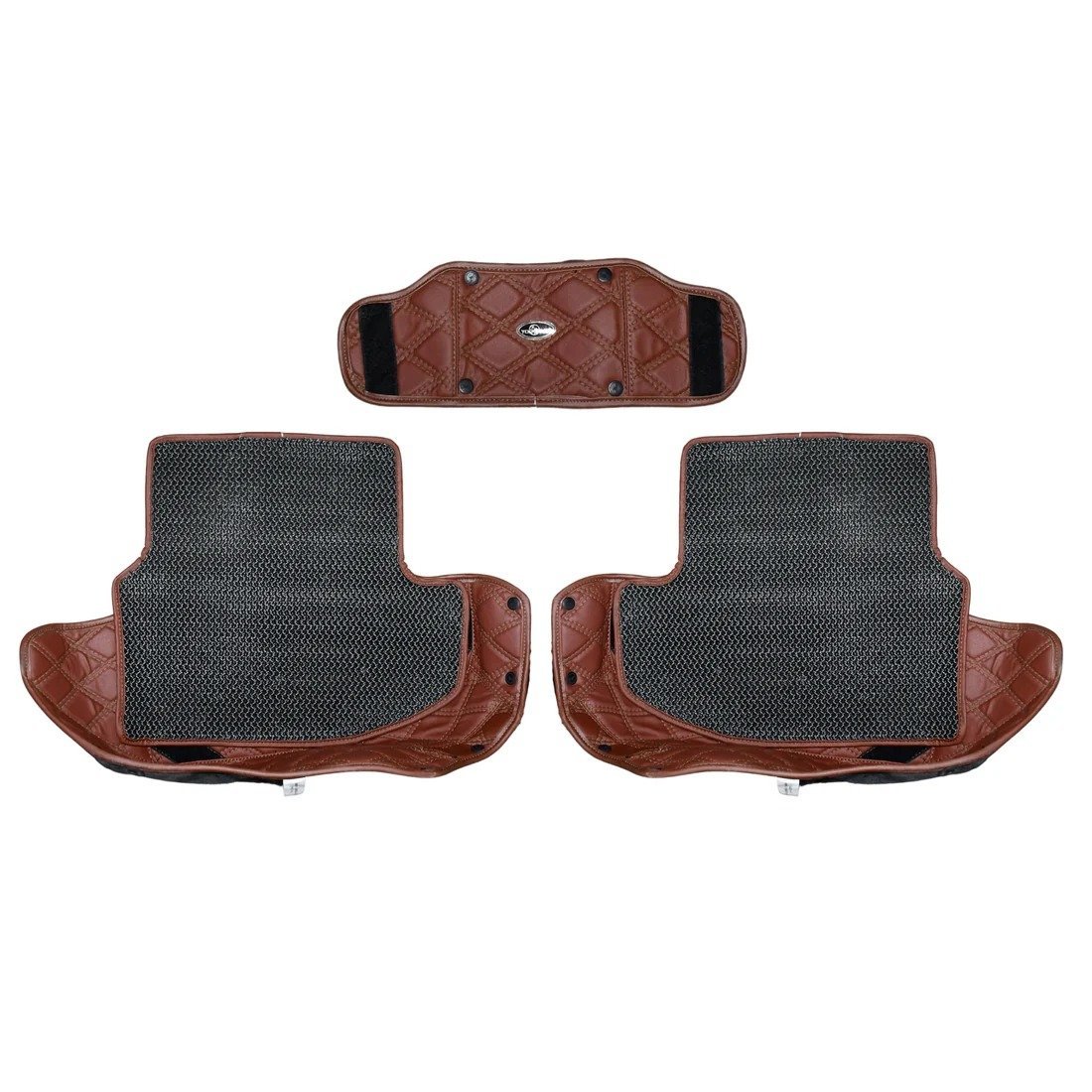BMW Top Gear 4D Cross HC Leatherite Mats for BMW 5 Series (Walnut, HC-Silver//Black) - Image 3