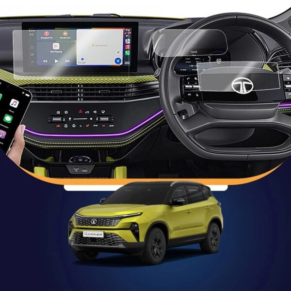 Tata Motors KMH Premium Screen Protector for Tata Harrier/Safari 2023 Info(Sharp Edges)+Cluster+Steering 12.3 Inch