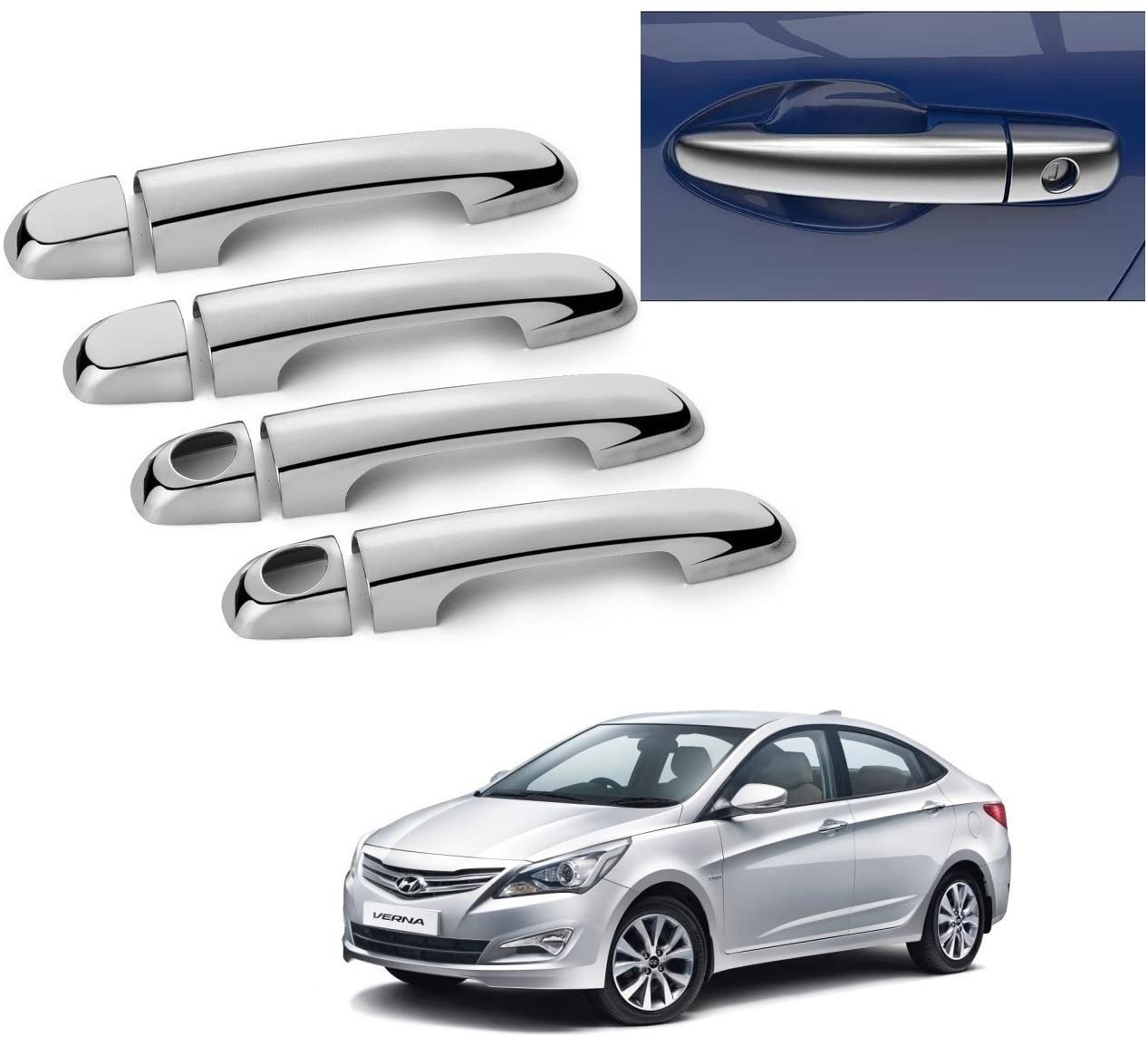 Hyundai KMH Handle Cover Chrome for Hyundai Verna Fluidic (Set of 8Pcs)