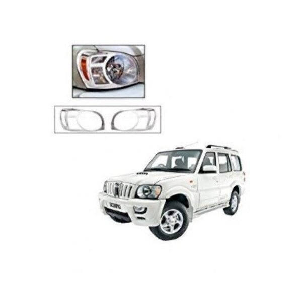 Mahindra & Mahindra KMH Head Light Chrome for Mahindra Scorpio (2014, Set of 2Pcs)