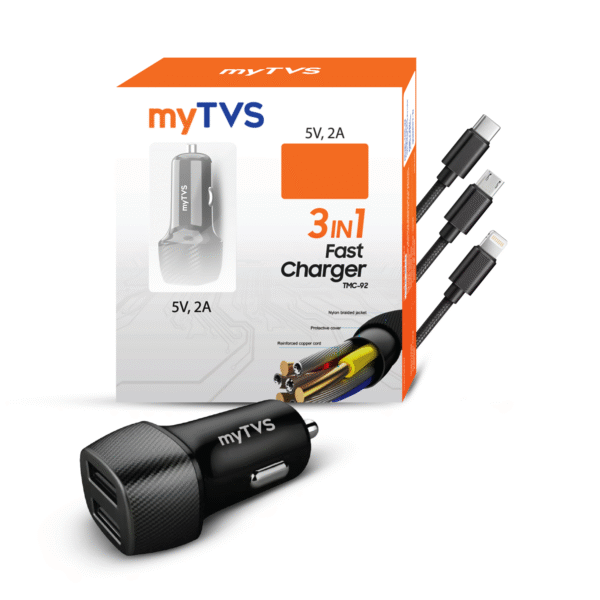 My Tvs TMC-92 5V 2.1A Dual USB Charger with 3in1 Cable