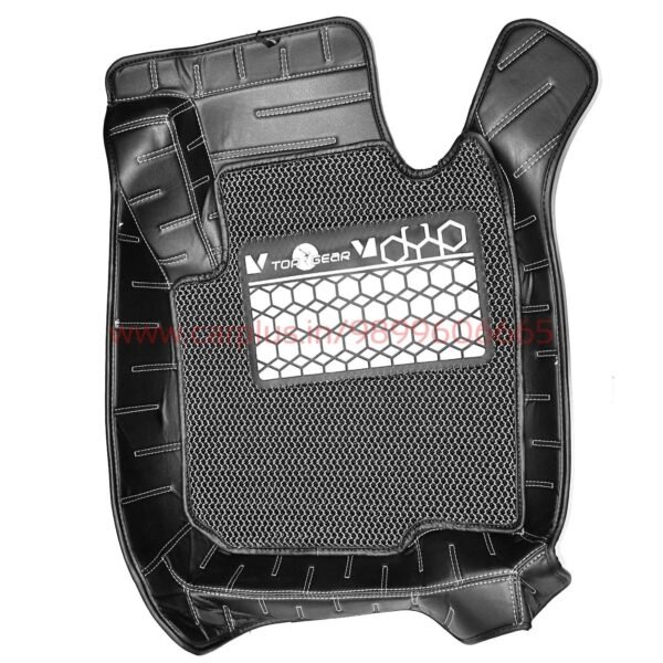 Toyota Top Gear 4D Rody HC Leatherite Car Mats for Toyota Hyryder-Black(HC-Silver/Black