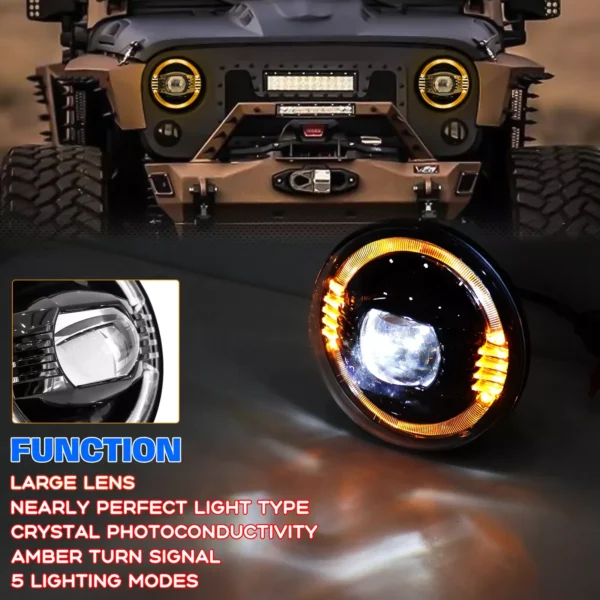 Mahindra & Mahindra New Design Powerful Wrangler HeadLight for Mahindra Thar - Image 6